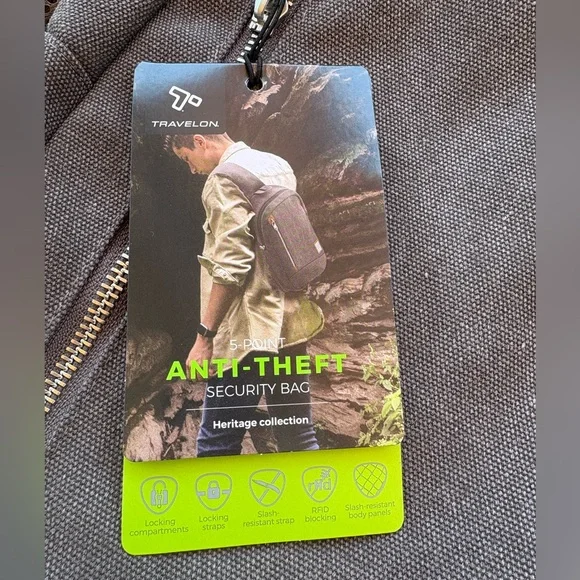 NEW Travelon Gray Canvas Sling Bag - Picture 2 of 5